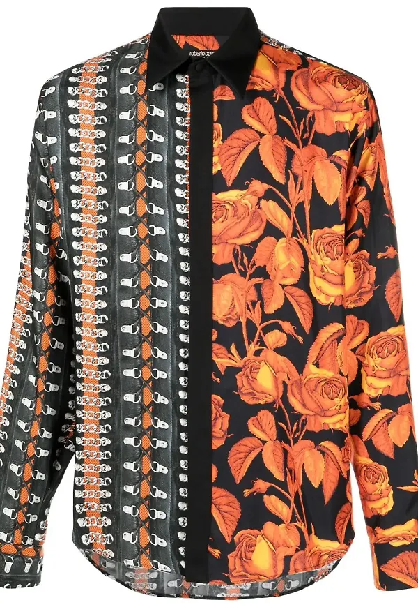 Roberto Cavalli skjorta med lappdesign - Svart