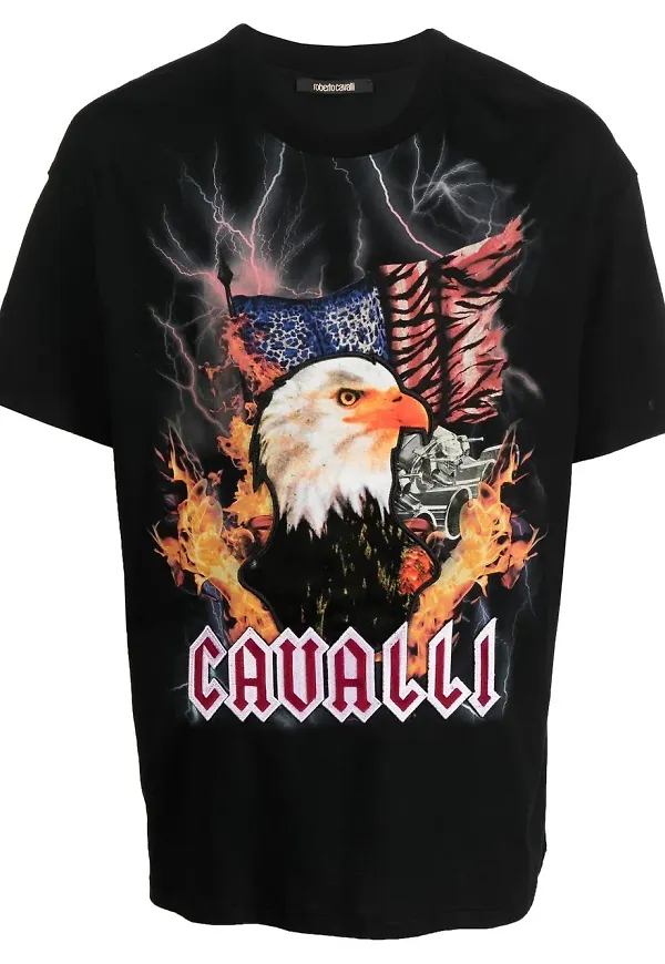 Roberto Cavalli t-shirt med örntryck - Svart