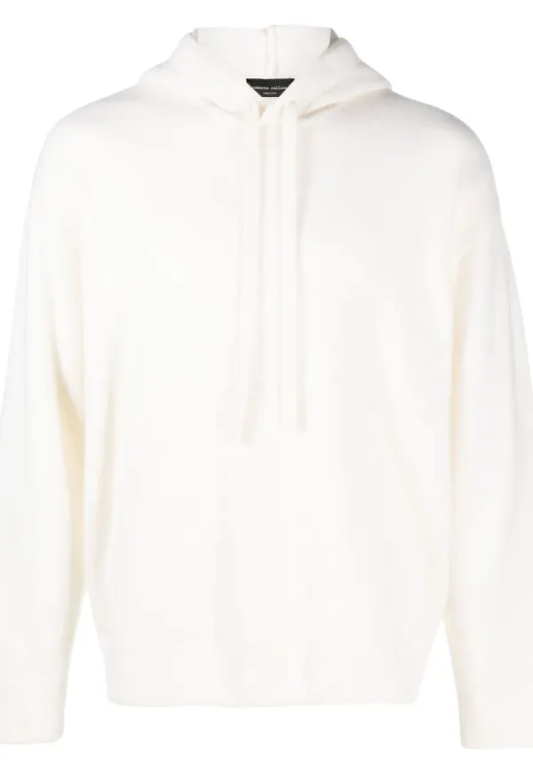 Roberto Collina långärmad hoodie i jersey - Vit
