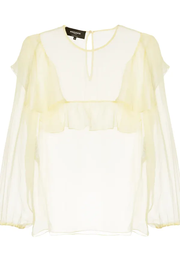 Rochas blus med volang - Vit