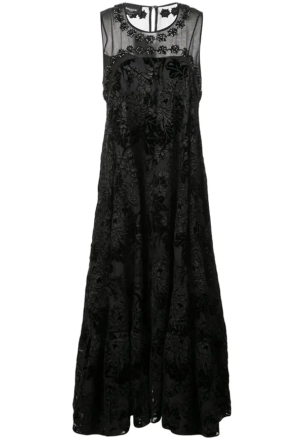 Rochas floral brocade dress - Svart