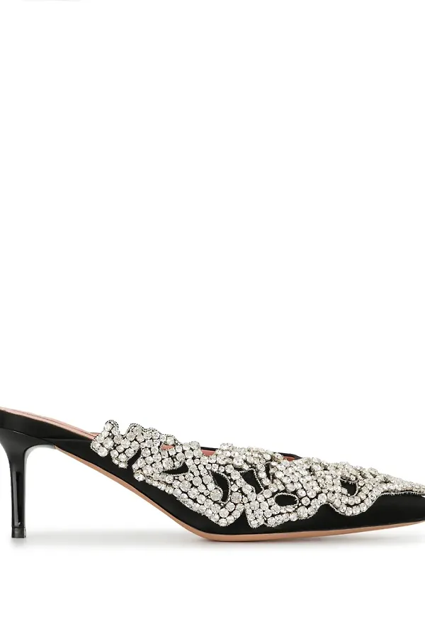 Rochas utsmyckade spetsiga slip-ons - Svart