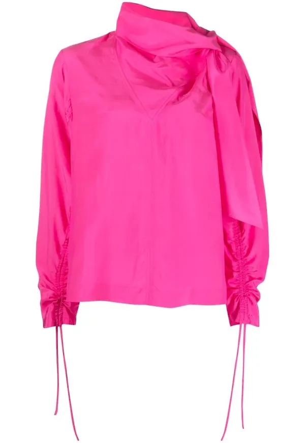 Rodebjer blus med knytkrage - Rosa