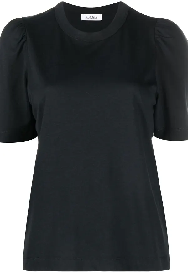 Rodebjer finstickad t-shirt med rundad hals - Svart