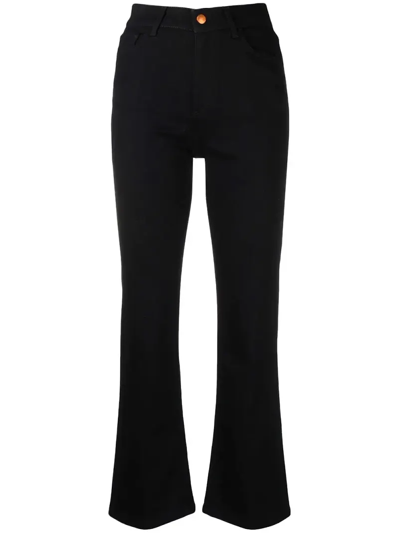 Rodebjer flare-jeans med hög midja - Svart