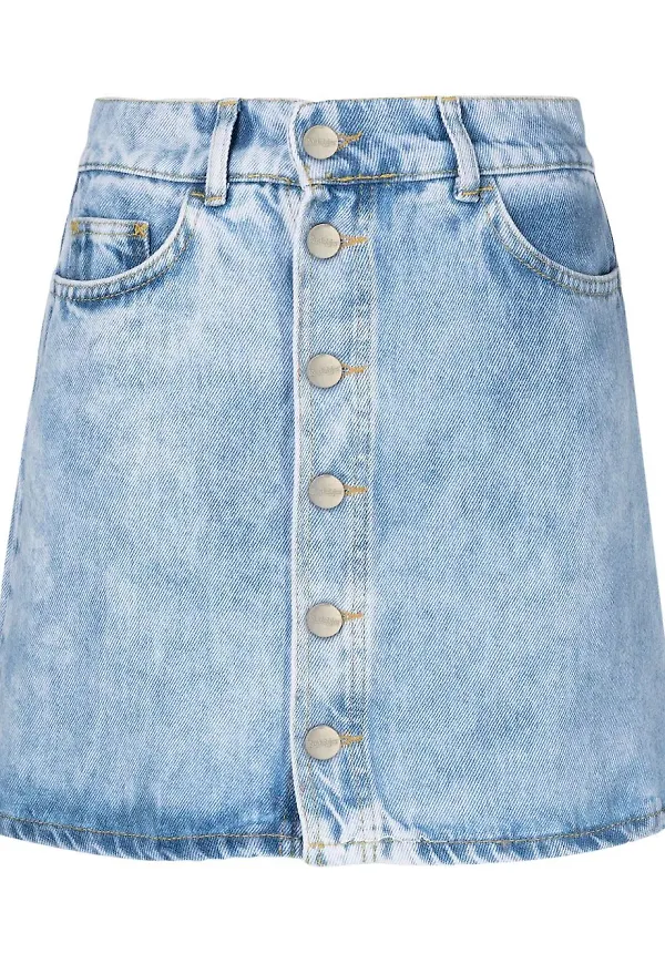 Rodebjer jeanskjol med knappar - Blå