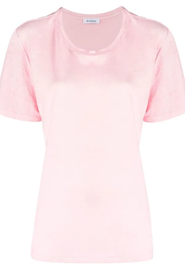 Rodebjer linnet-shirt med rundad hals - Rosa