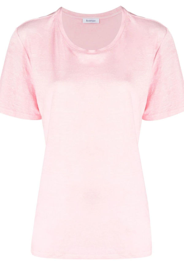 Rodebjer linnet-shirt med rundad hals - Rosa