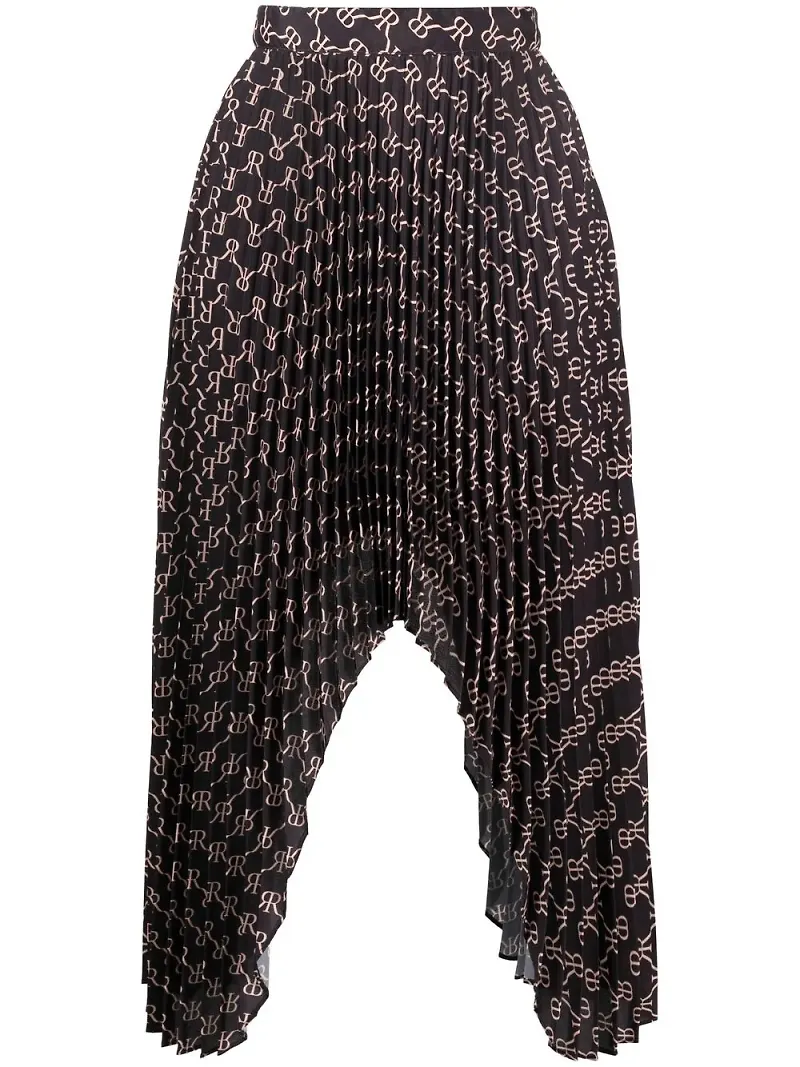 Rokh asymmetrisk kjol med monogram - Brun