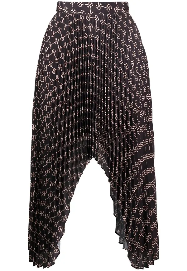 Rokh asymmetrisk kjol med monogram - Brun