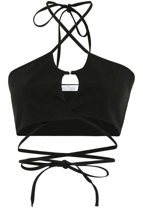Rokh croptop med korsremmar - Svart