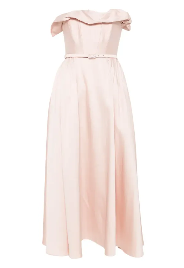 Roland Mouret midiklänning med volang - Rosa