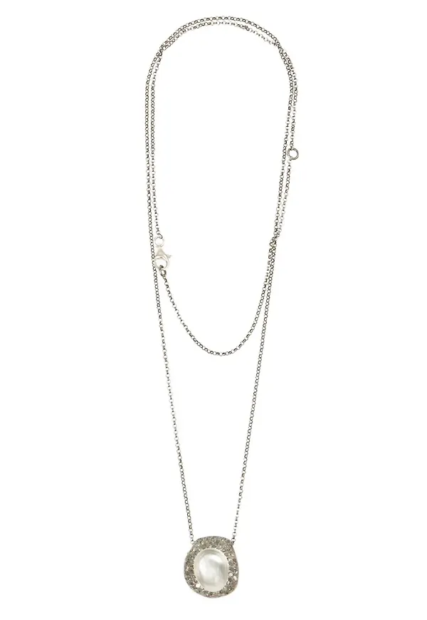 Rosa Maria circular diamond pendant necklace - Silverfärgad