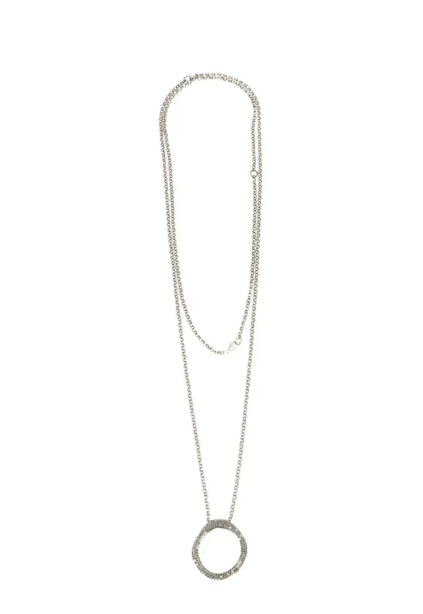 Rosa Maria diamond loop pendant necklace - Silverfärgad