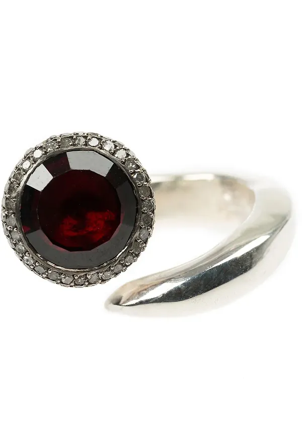 Rosa Maria garnet and diamond ring - Silverfärgad