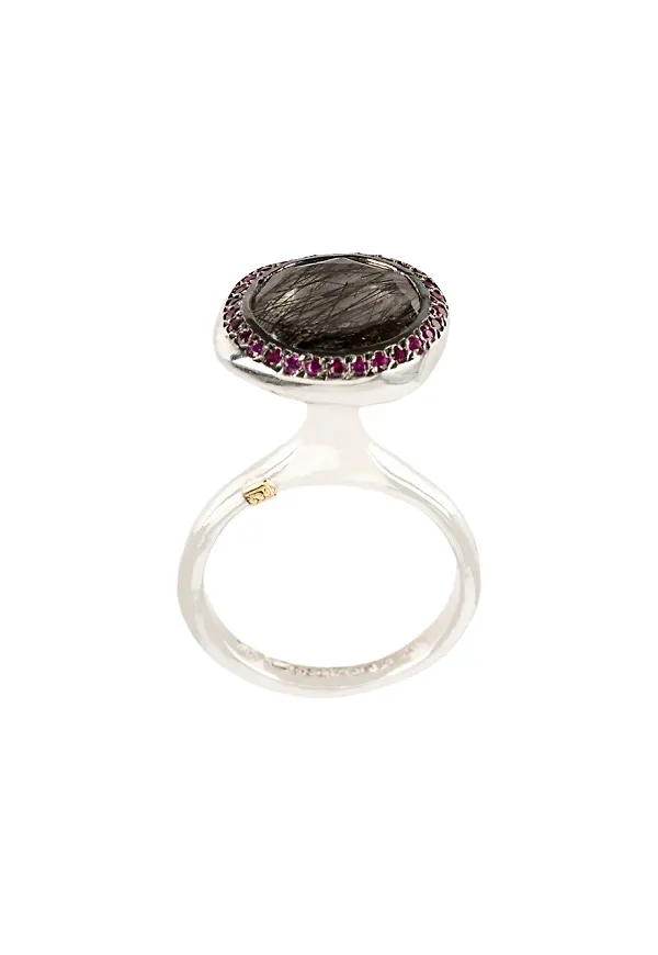 Rosa Maria stenprydd ring - Grå