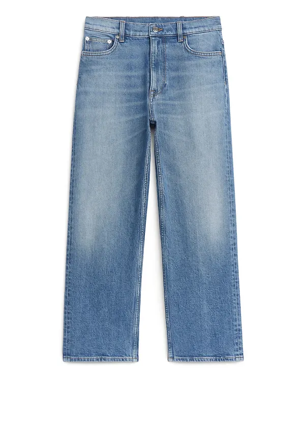 ROSE Cropped Straight Stretch Jeans - Blue