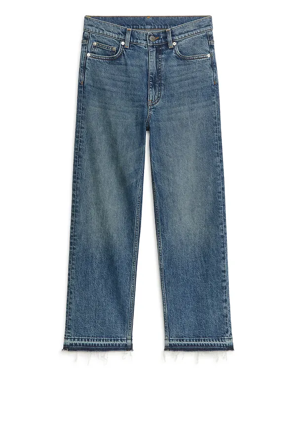 ROSE Cropped Straight Stretch Jeans - Blue