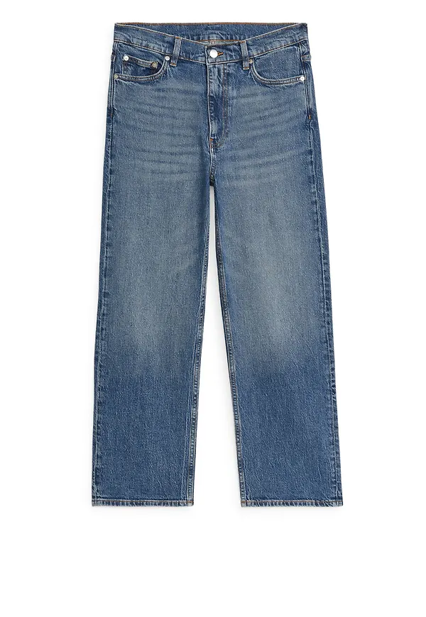 ROSE Cropped Straight Stretch Jeans - Blue