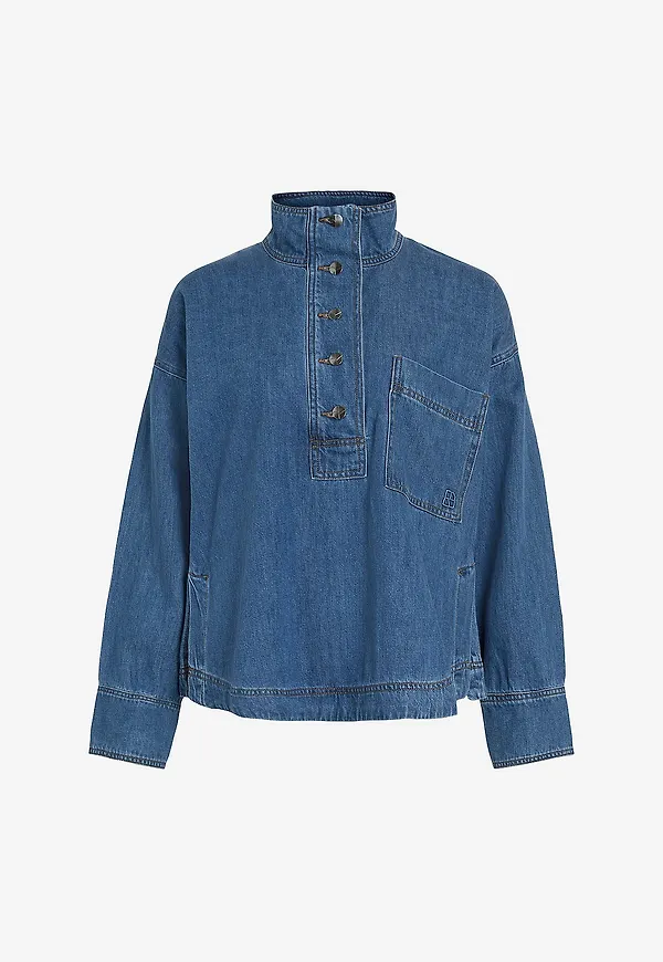 Rouge Edit - Jeansskjorta rouFeather LS Henley - Blå