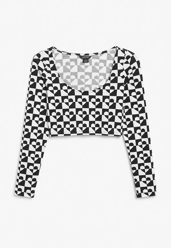 Round neck crop top - Black