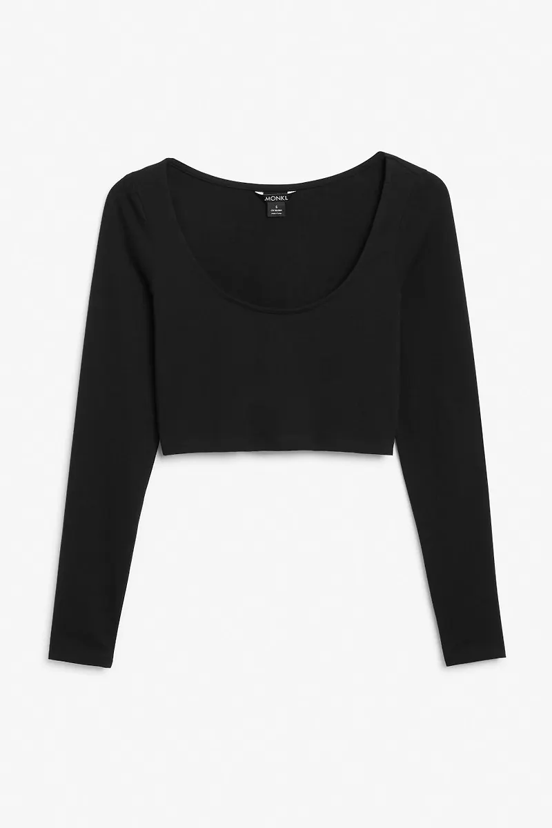 Round neck crop top - Black