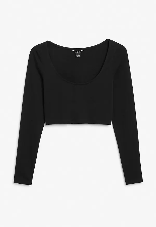 Round neck crop top - Black