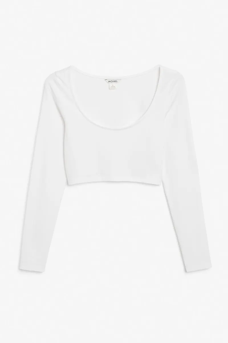 Round neck crop top - White