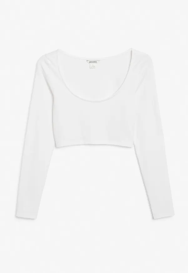 Round neck crop top - White