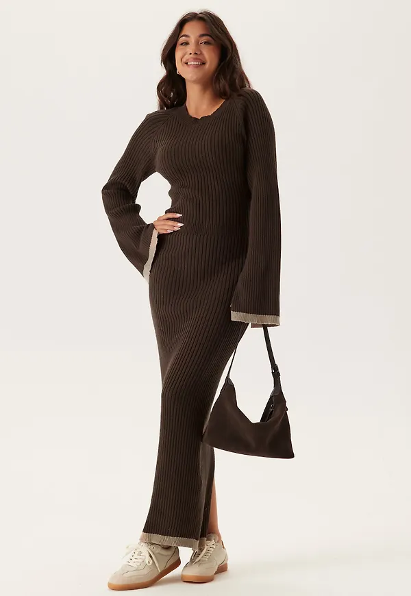 Round Neck Rib Knitted Maxi Dress