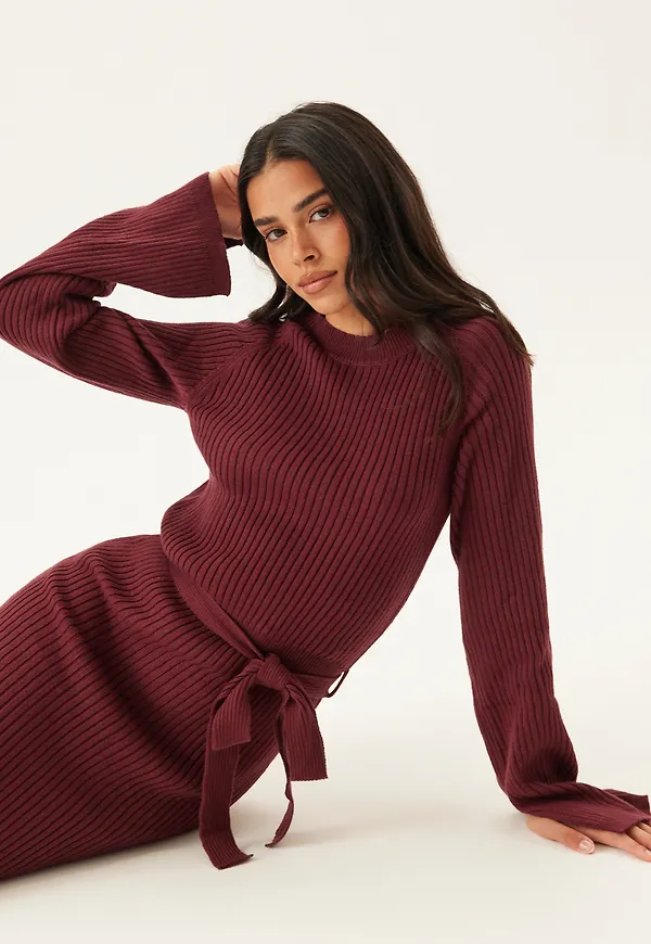 Round Neck Rib Knitted Maxi Dress