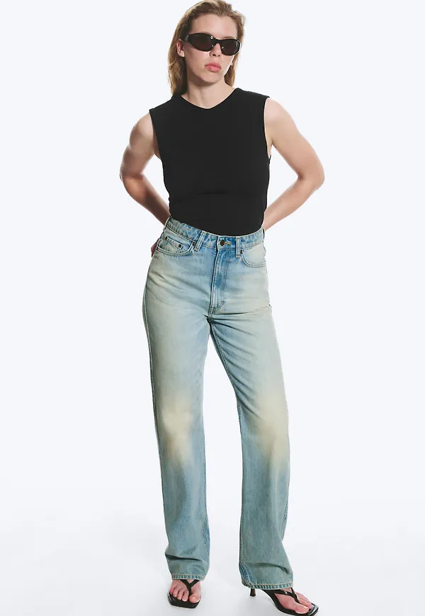 Rowe Super High Waisted Regular Straight Jeans