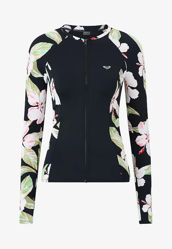 Roxy - Badtröja LS Zip Lycra - Svart