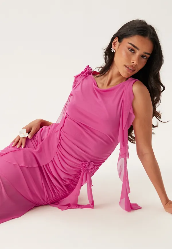 Ruched Frill Ankle Dress