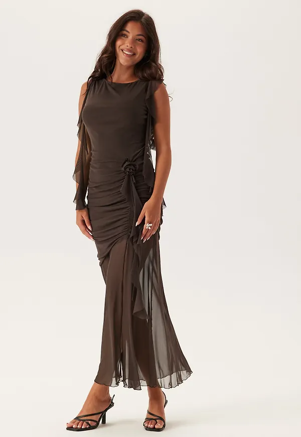 Ruched Frill Ankle Dress