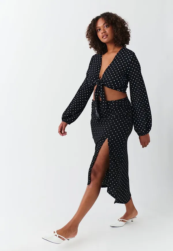 Ruched midi skirt