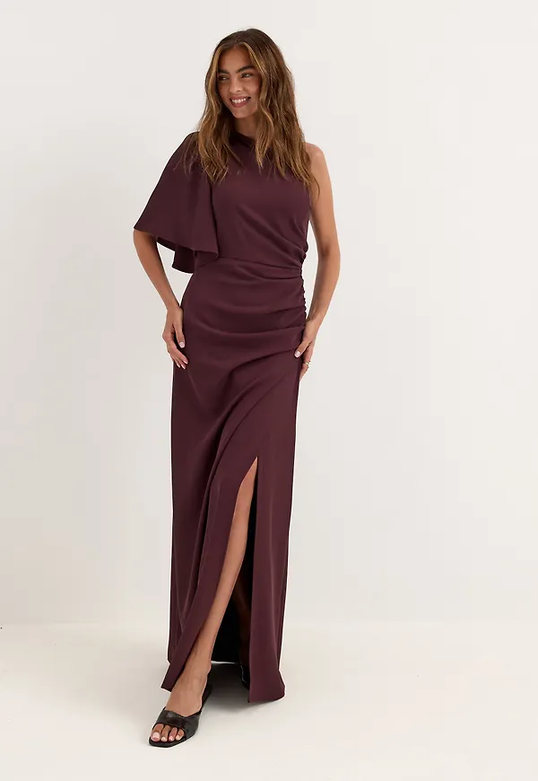 Ruched One Shoulder Gown