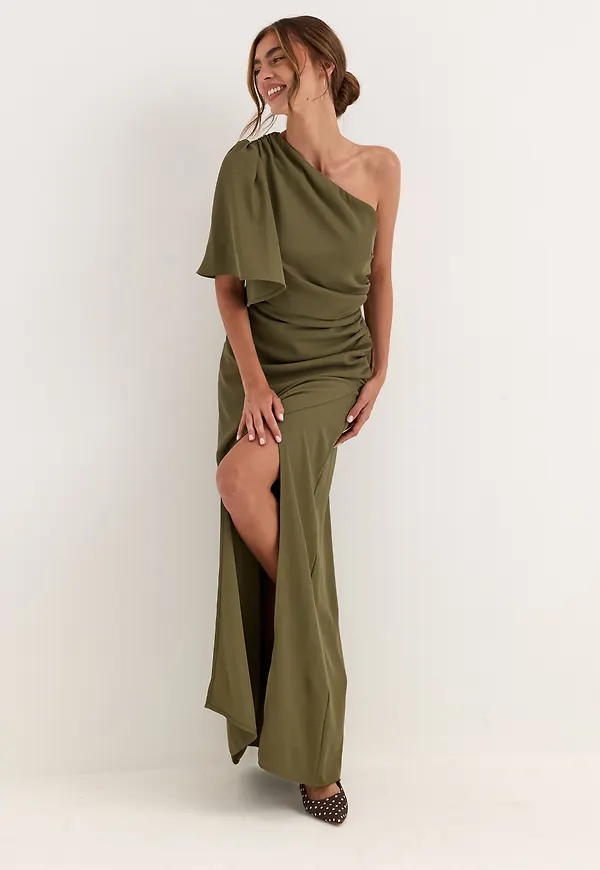 Ruched One Shoulder Gown