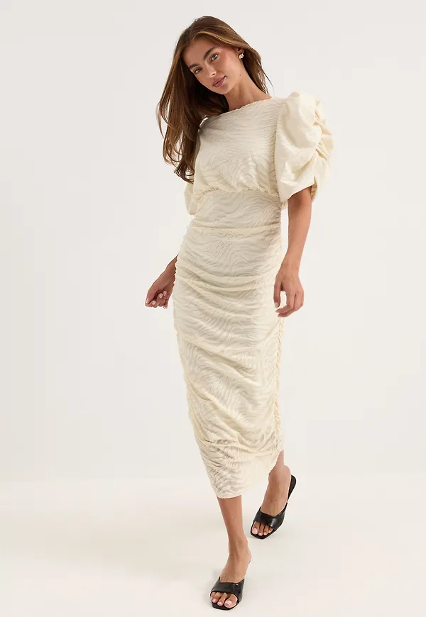 Ruched Puff Sleeve Dress