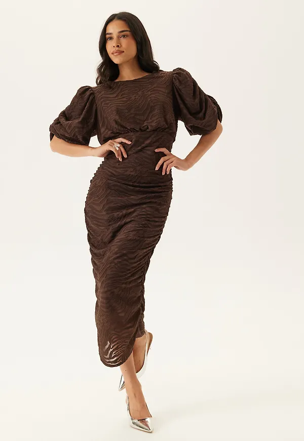 Ruched Puff Sleeve Dress