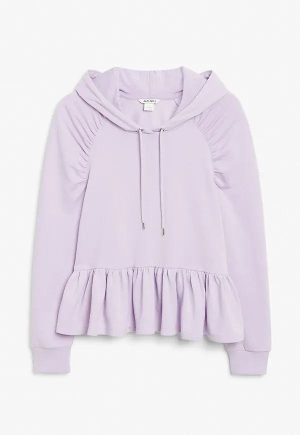 Ruffle hem hoodie - Purple