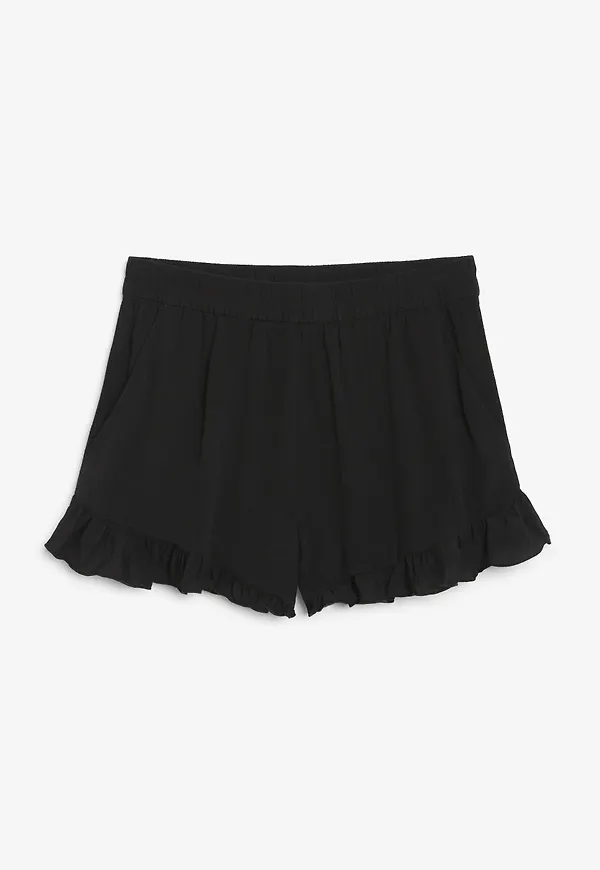 Ruffle hem shorts - Black