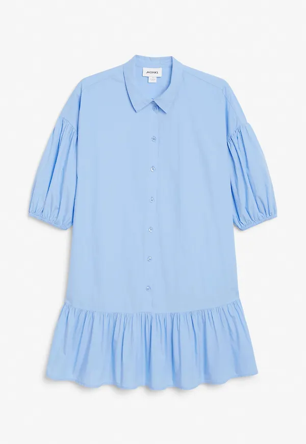 Ruffle shirt dress - Blue