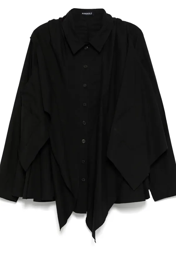 Rundholz asymmetrisk blus med lagerdesign - Svart