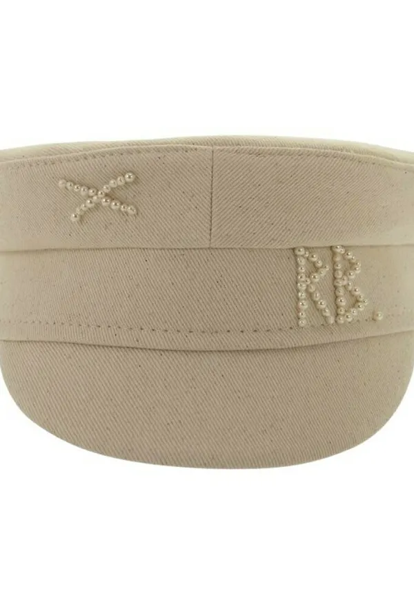 Ruslan Baginskiy Pearls-embellished Baker Cap Beige, Dam