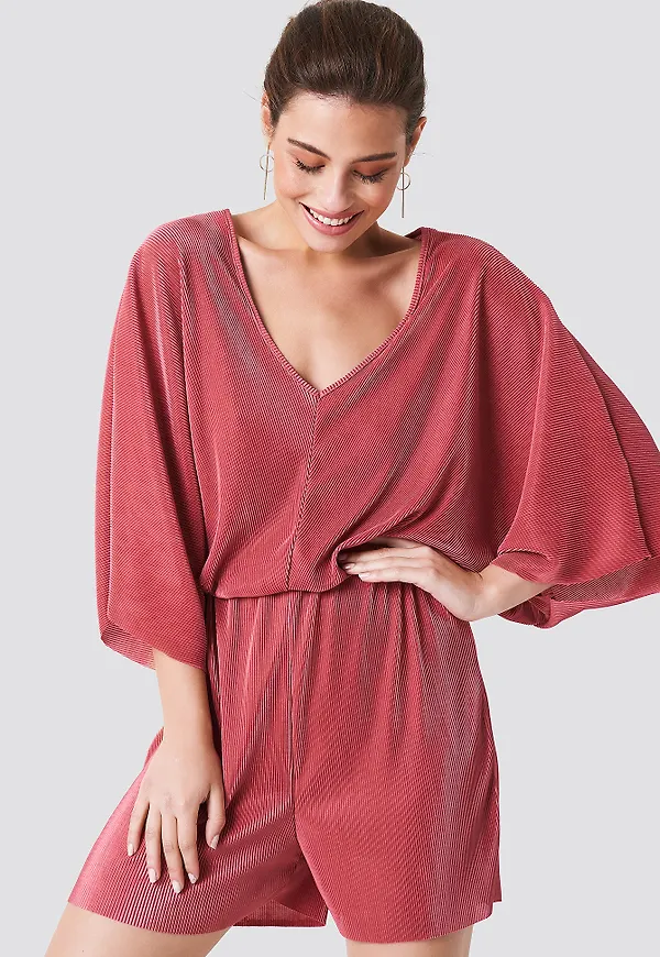 Rut&Circle Lola Plisse Playsuit - Pink