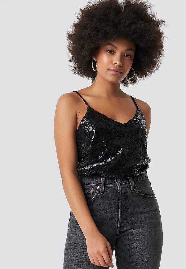 Rut&Circle Lulu Sequins Singlet - Black
