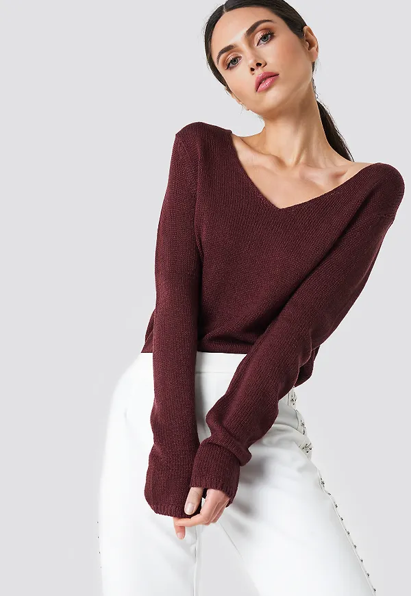 Rut&Circle Ninni V-neck Knit - Red