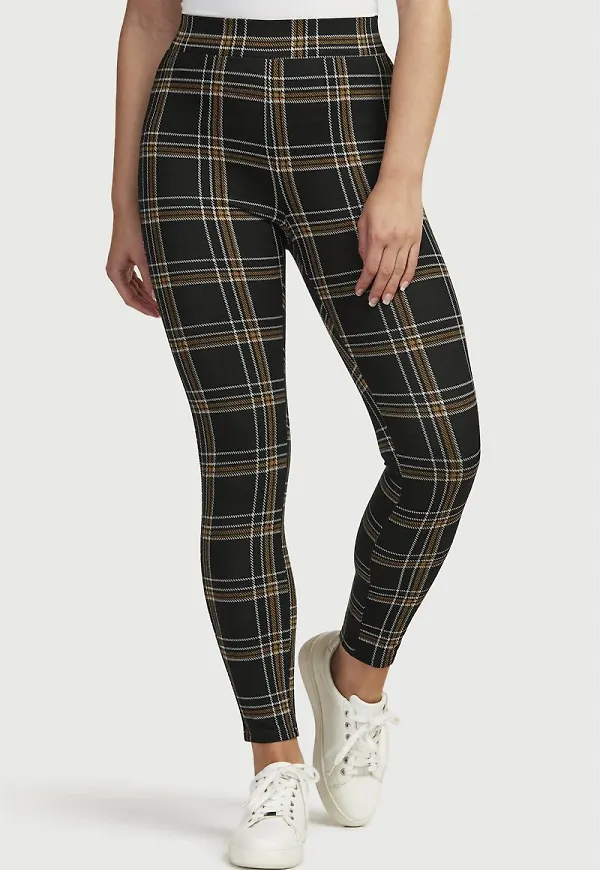 Rutiga leggings i jacquard