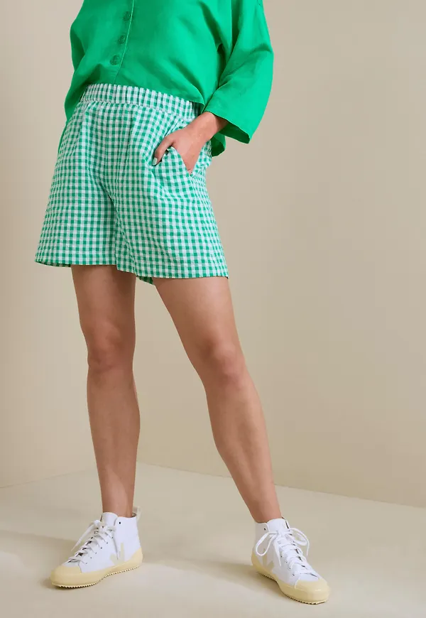 Rutiga shorts i bäckeböljabomull